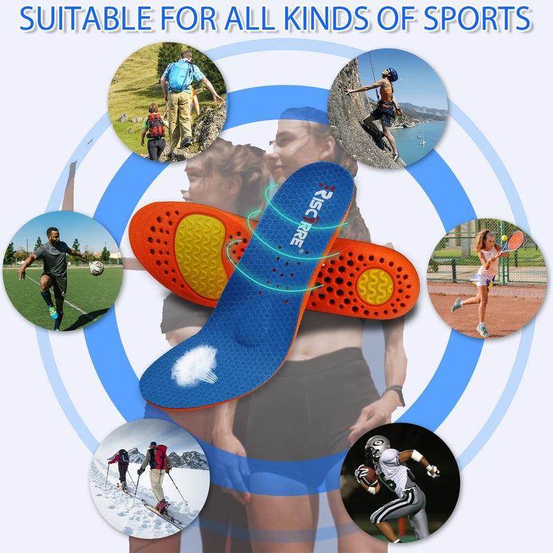 [Australia] - Insoles for Men and Women- Support Shock Absorption Cushioning Sports Comfort Inserts, Breathable Shoe Inner Soles for Running Walking,Hiking,Working M:Men's:7-9|Women's:9-11 