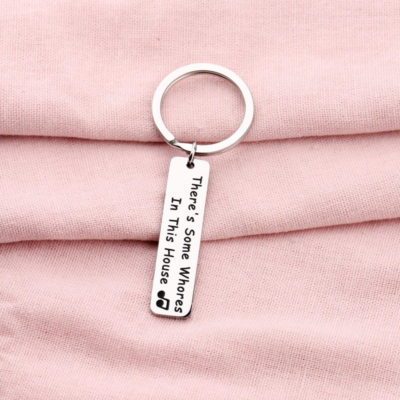 [Australia] - PENQI Funny Best Friend Keychain Long Distance Friendship Jewelry Friendship Gift There's Some Whores in This House Keychain Music Lover Gift 