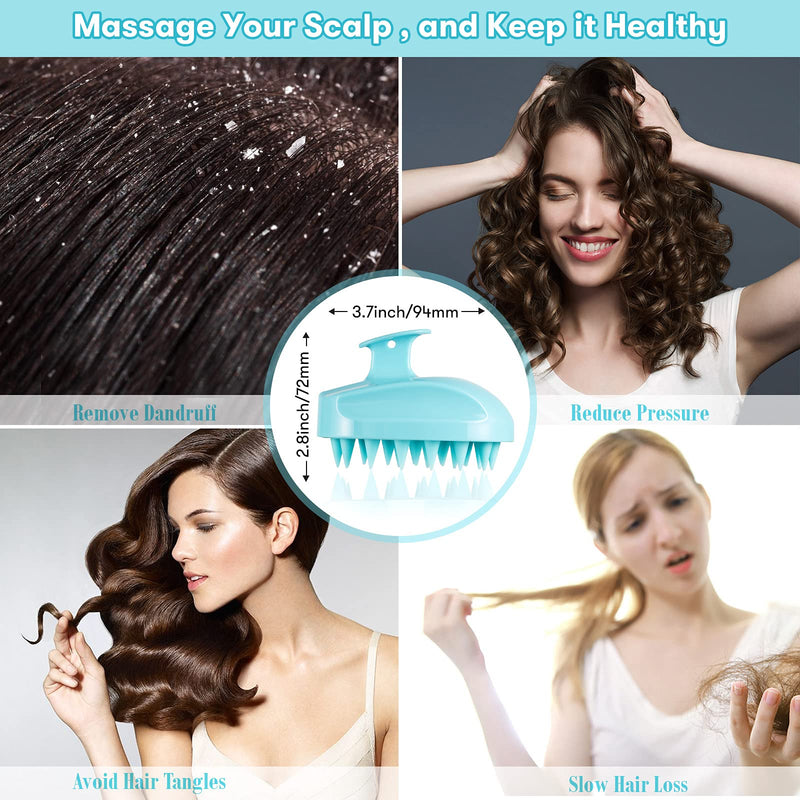 [Australia] - Scalp Massager, Soft Silicone Shampoo Brush Hair Scrub Brush for Wet and Dry Hair Head Massager to Clean Hair, Reduce Dandruff, Massage Scalp, Promote Hair Growth, Blue Light Blue 