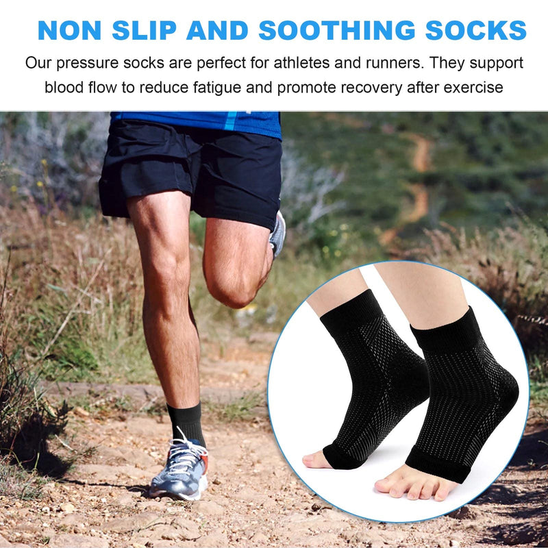 [Australia] - GWAWG 2 Pairs Compression Socks, Ankle Arch Support Socks, Soothesocks for Neuropathy Pain, Compression Foot Sleeves, Suitable for Men & Women Sports (L/XL) 