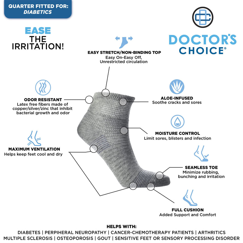 [Australia] - Doctor's Choice Diabetic Socks for Men, Seamless Ankle Socks with Non-Binding Top, Aloe Infused, Provides Extra Comfort for Gout, Quarter Socks, 1 Pair, Tan, Large, Size 10-13 