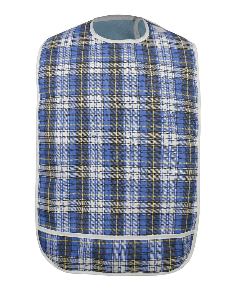 [Australia] - Modaliv Adult Bib - Reusable Clothing Protector - Waterproof - Crumb Catcher - Machine Washable - Extra Long Senior Men and Women Bibs for Eating (Blue) 