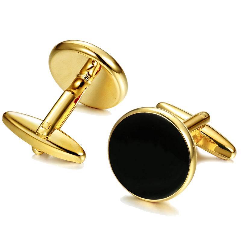 [Australia] - ORAZIO Mens Classic Cufflinks and Studs Set for Tuxedo Formal Kit Business or Wedding Shirts A: Gold-tone 