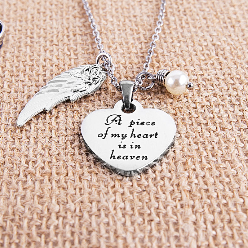 [Australia] - ELOI Memorial Necklace A Piece of My Heart is in Heaven Pendant Jewelry in Memory of Mom Dad Grandpa Baby Loss Memorial Gift 