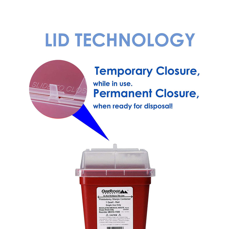 [Australia] - OakRidge Products 1 Quart Size (Pack of 3) Sharps Disposal Container - Approved for Home and Professional use 