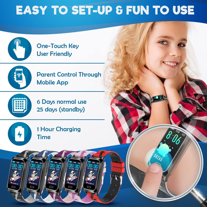 [Australia] - Inspiratek Kids Fitness Tracker for Kids Age 5-16 (5 Colors)，Waterproof Kids Fitness Watch，Kids Pedometer Watch，Watch for Kids，Step / Activity Tracker for Kids，Easy to Use Kids Tracker Watch (Black) Black 