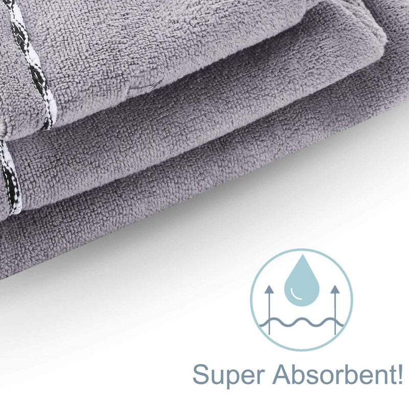 [Australia] - Microfiber Hair Drying Wrap Towel for Women ( 2 Packs) Gray-white 