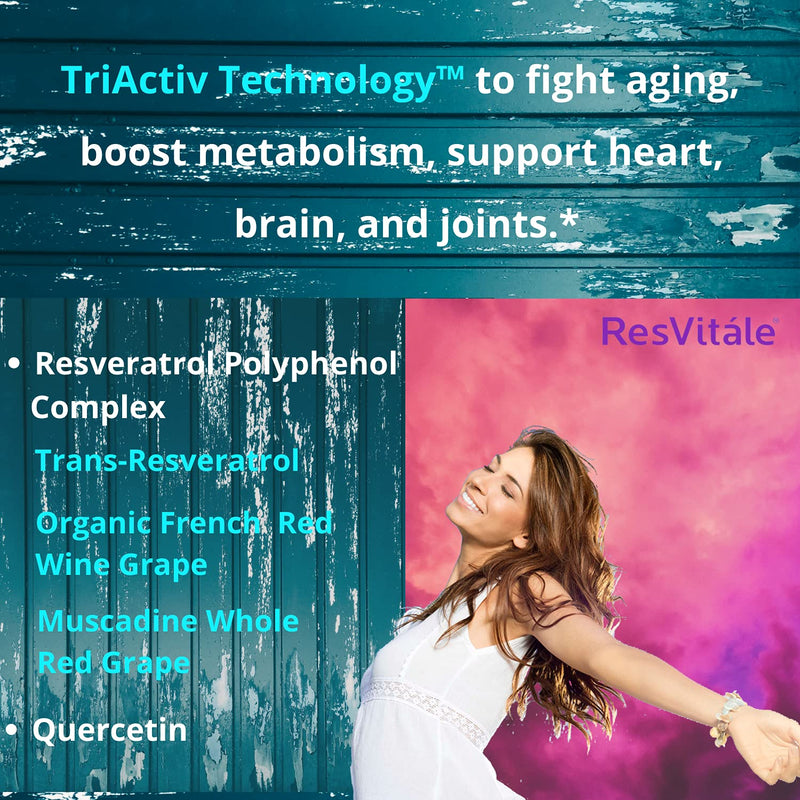 [Australia] - ResVitale Resveratrol 500mg - Anti Aging Skin Care Antioxidants Supplement for Heart Health & Daily Immune Support - Natural Trans Resveratrol Supplement with Grape Extract & Quercetin, 30 Veggie Caps 