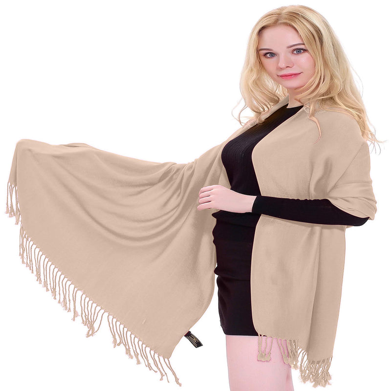 [Australia] - CJ Apparel Solid Colour Design Nepalese Shawl Seconds Scarf Wrap Stole Throw Head Wrap Face Cover Pashmina NEW Champagne Pink 