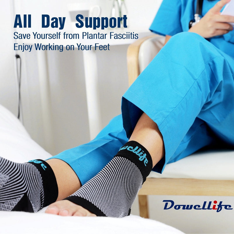 [Australia] - Dowellife Plantar Fasciitis Socks, Ankle Brace Compression Support Sleeves & Arch Support, Foot Compression Sleeves, Ease Swelling, Achilles Tendonitis, Heel Spur for Men Women Black Small 