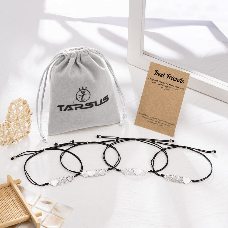 [Australia] - Tarsus 2/3/4Pcs Best Friend Bracelets Friendship Bff Matching Distance Heart Bracelet Gifts for Women Girls Teen Men 4 Bff Hearts 