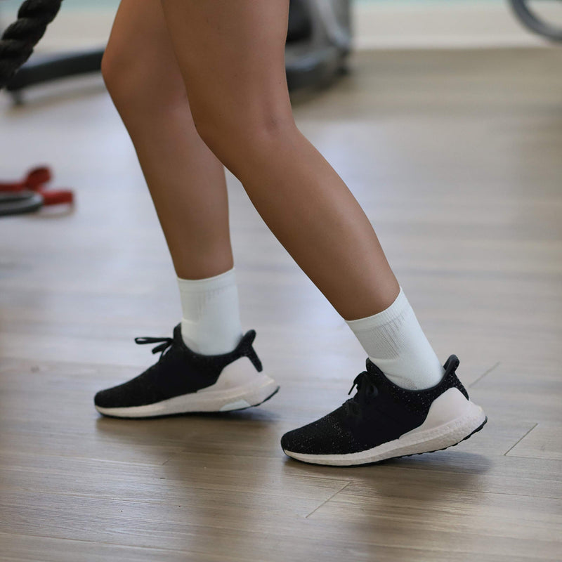[Australia] - Doctor's Choice Compression Low Calf Crew Socks, Plantar Fasciitis, Achilles Tendonitis & Arch Support For Men & Women, 1 Pair, White/Large Large (Pack of 1) 