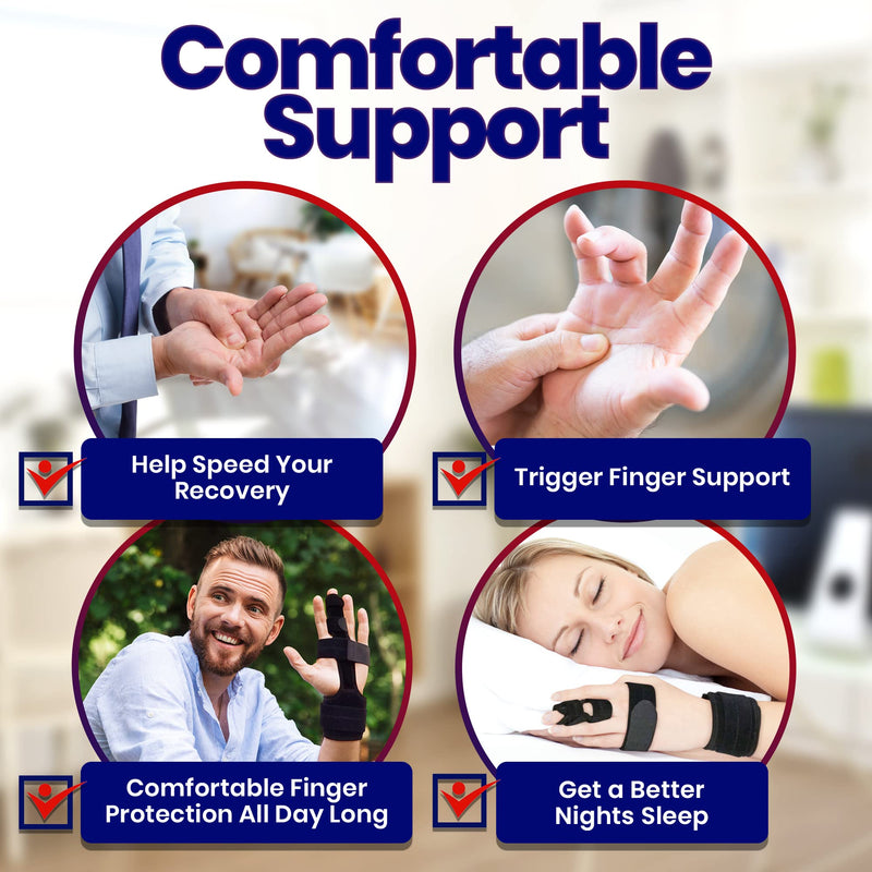 [Australia] - Trigger Finger Splint Finger Brace – Comfortable Finger Splints for Broken Fingers. Adjustable Aluminium Finger Straighter for Bent Mallet or Arthritic Finger Joints. Fits All Fingers (Large) Large (Pack of 1) 