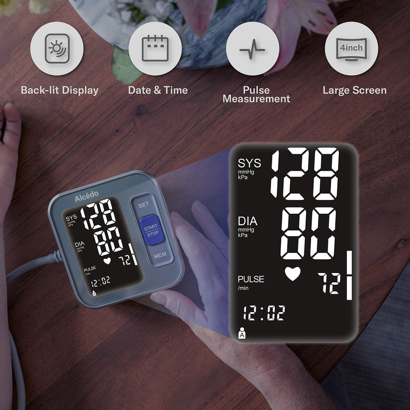 [Australia] - Alcedo Blood Pressure Monitor Upper Arm, Automatic Digital BP Machine with Wide-Range Cuff for Home Use, Backlit Screen, 2x120 Reading Memory, Talking Function 