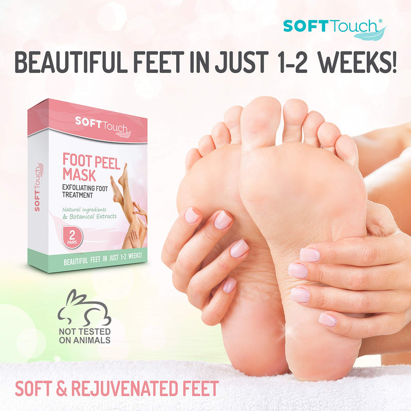 [Australia] - Foot Peel Mask – 2 Pack of Peeling Booties – Natural Foot Care Exfoliating Treatment Repairs Cracked Heels, Calluses & Removes Dead, Dry Skin for Baby Soft Touch Feet 