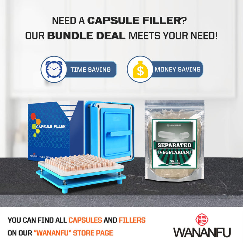 [Australia] - WANANFU Separated Empty Capsules Size 1 Vegetarian (200 Count), Compatible with Capsule Filling Machine Size 1 200 Count (Pack of 1) 