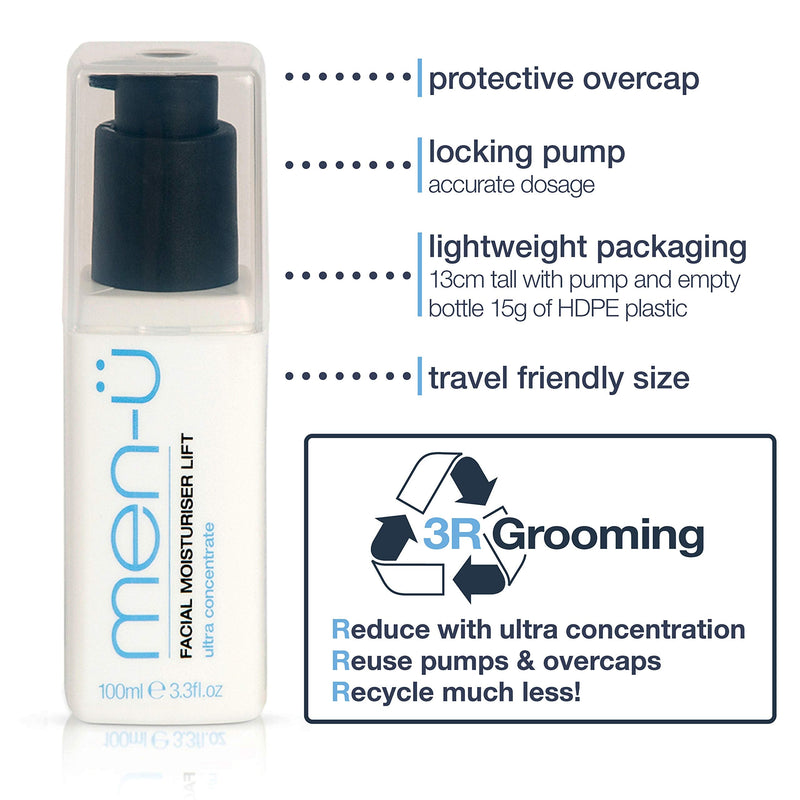 [Australia] - men-u aftershave balm FACIAL MOISTURISER LIFT, moisturiser for men, up to 165 applications, Post Shave Mens Moisturiser w/ Ultra-Concentrate, longer lasting, High Performance & Vegan Formula, 100 ml 100 ml (Pack of 1) 