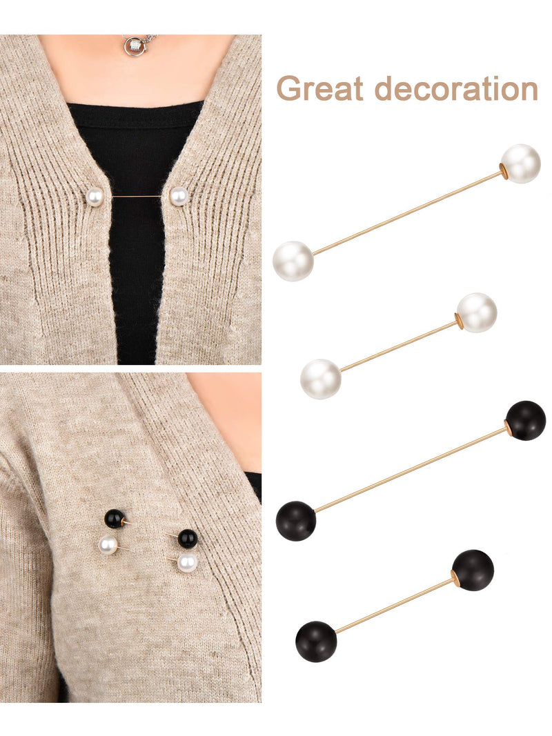 [Australia] - Chuangdi 6 Pieces Sweater Shawl Clips Set, include Double Faux Pearl Brooch Pins and Crystal Shawl Clips for Women Girls Costume Accessory 