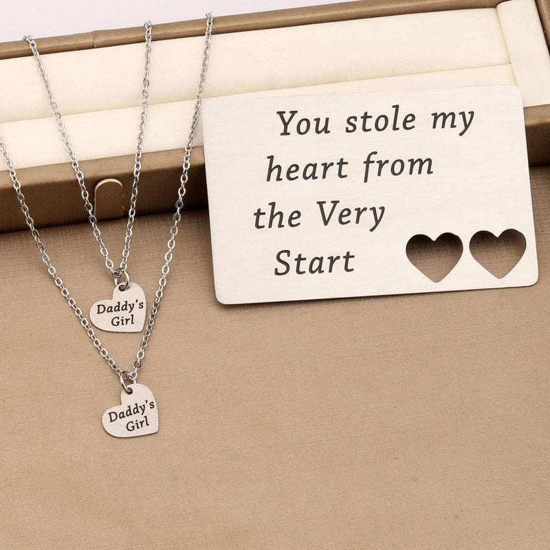 [Australia] - Zuo Bao Father and Daughter Jewelry Set You Stole My Heart from The Very Start Daddy’s Girl Necklace Dog Tag Keychain Set Daughter Gift Stole Heart Card 2 