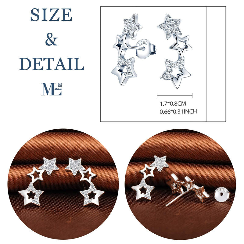 [Australia] - MicLee Woman's girl's Earrings, 925 Sterling silver star earrings, Shiny diamond meteor earrings studs, Inlaid zircon, elegant, gift for Birthday, Valentine's Day and Christmas 