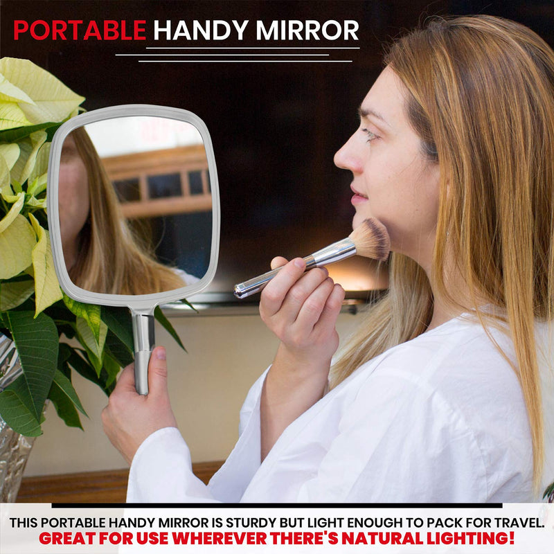[Australia] - Mirrorvana Large & Comfy Hand Held Mirror with Handle - Professional Salon Style in Silver (1-Pack) 1-Pack 