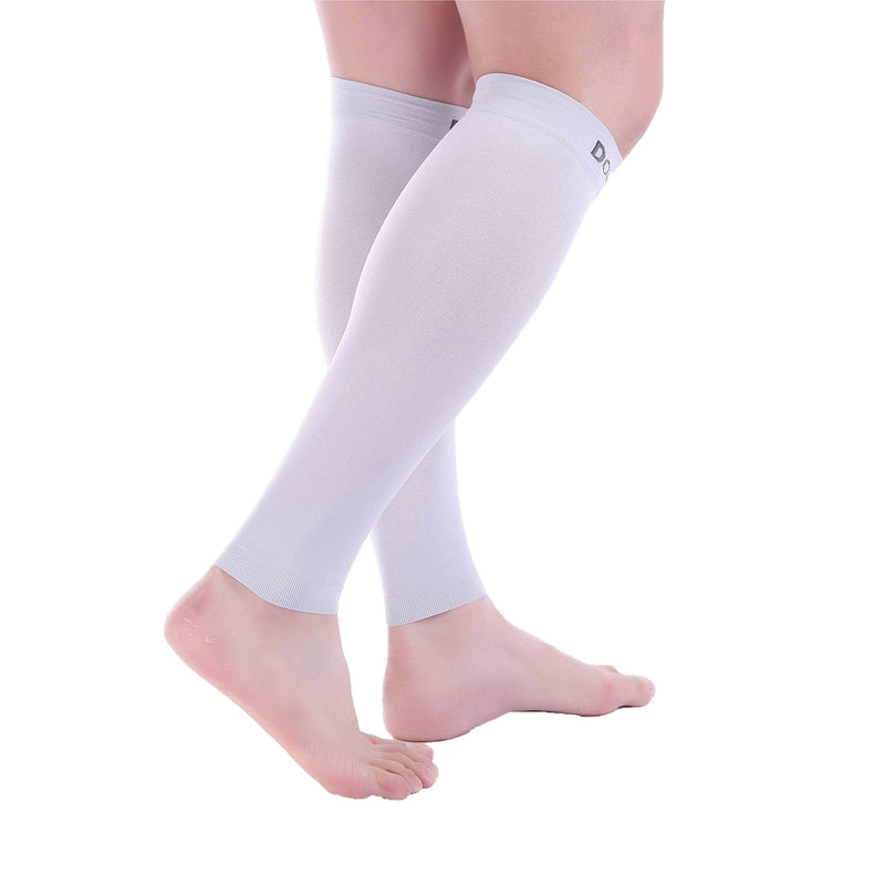 [Australia] - Doc Miller Calf Compression Sleeve Men and Women - 20-30mmHg Shin Splint Compression Sleeve Recover Varicose Veins, Torn Calf and Pain Relief - 1 Pair Calf Sleeves Grey Color - Medium Size Gray 