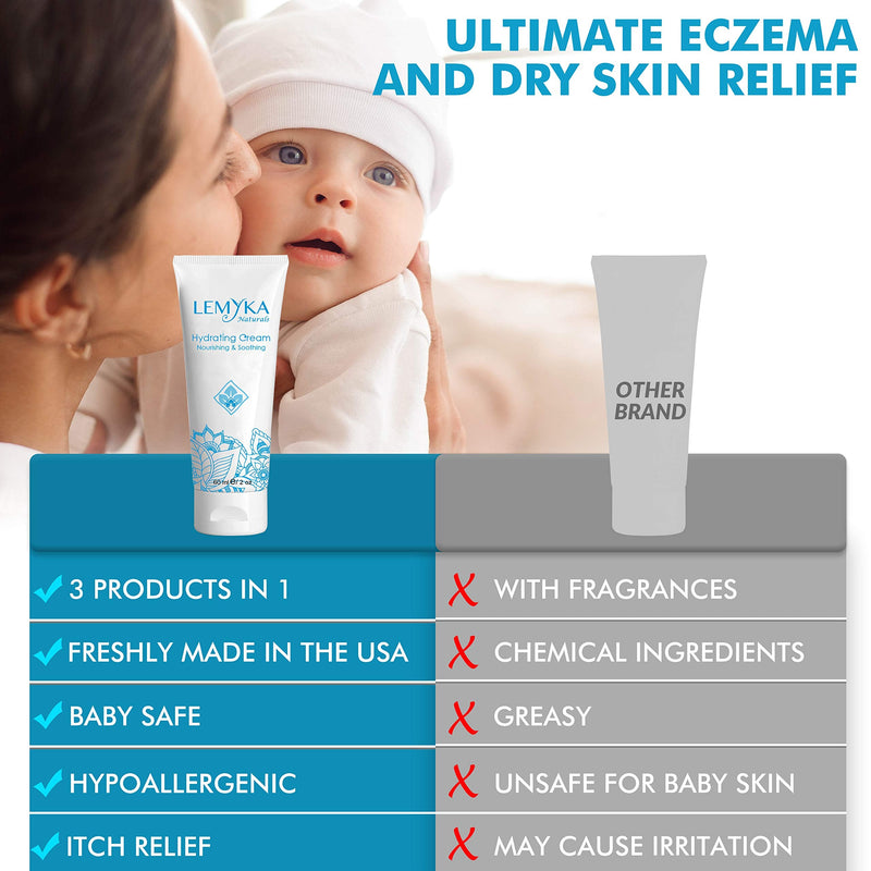 [Australia] - Eczema Cream for Baby, organic Itch relief therapy for dry skin, infant rash, atopic dermatitis, Hives, LEMYKA Soothing balm 