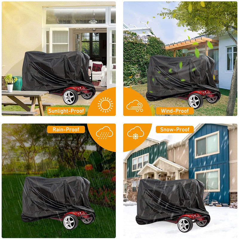[Australia] - Waterproof Mobility Scooter Cover, Black Waterproof Material Protect Your Wheelchair and Scooter from Rain, Hail Dust, Snow, Sleet and Sun,indoor use 