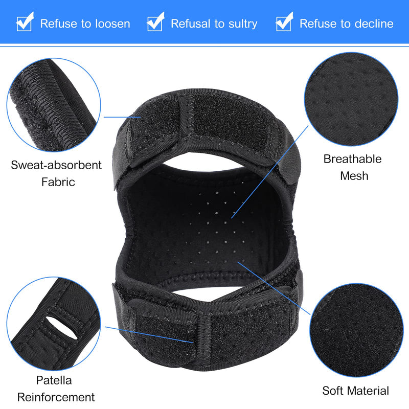 [Australia] - 2 Pack Patella Knee Strap, Dual Knee Bands Adjustable Knee Brace Breathable Runners Knee Strap Sweat Absorbent Brace Strap Patellar Tendon Support for Women Runners Jumpers Injury Knee Pain Relief 