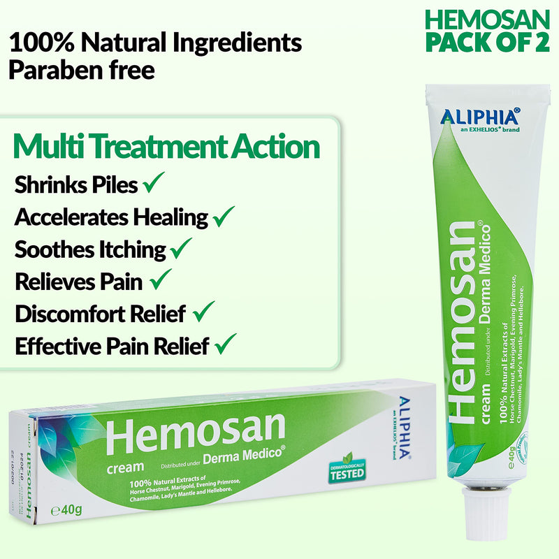 [Australia] - Derma Medico HEMOSAN Hemorrhoid Creams 2 Pack, Fast Pain Relief Piles Treatment Strong Anal Haemorrhoid Cream Fissure Anal Eczemas Pruritus ANI, 100% Natural Plant Extracts Pile Oinment Paraben Free 