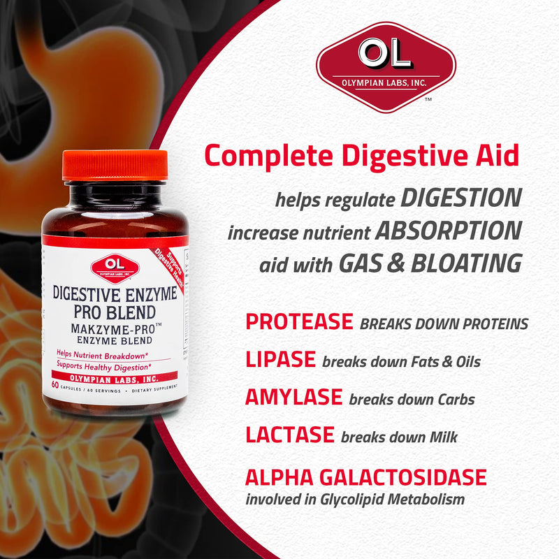 [Australia] - Olympian Labs Digestive Enzyme Pro Blend | Supports Healthy Digestion | 60 Capsules 