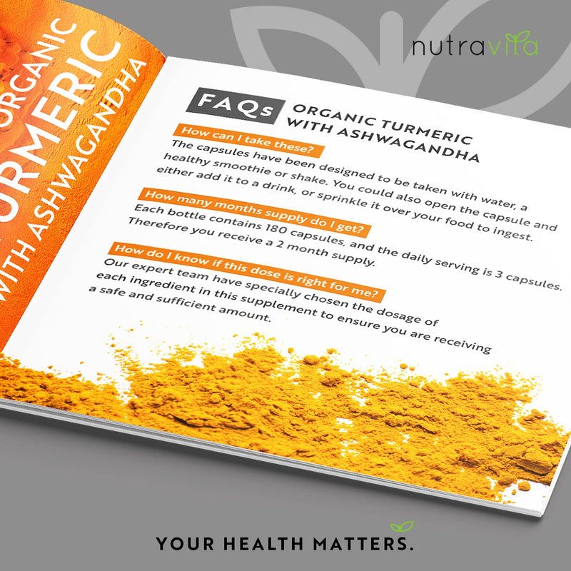 [Australia] - Organic Turmeric 2100mg (High Strength) & Ashwagandha KSM-66 � with Ginger & Black Pepper - 180 Vegan Capsules (2 Month Supply) - Ayurveda Supplement - Made in The UK by Nutravita 