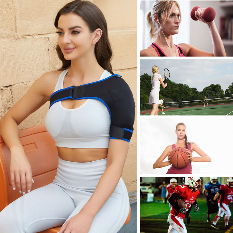 [Australia] - KKOOMI Shoulder Brace gel ice pack Shoulder pain relief for Torn Rotator Cuff, ice bag for injuries reusable,support and compression sleeve wrap for women&men shoulder stability strap,Left&Right arm 