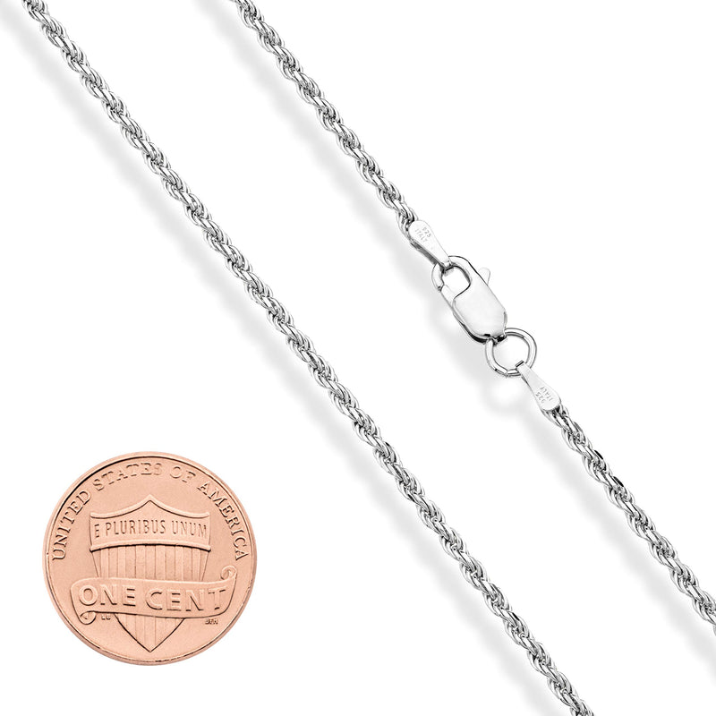 [Australia] - Miabella Solid 925 Sterling Silver Italian 2mm, 3mm Diamond-Cut Braided Rope Chain Necklace for Men Women Made in Italy 16, 18, 20, 22, 24, 26, 28, 30 Inch 16.0 Inches 