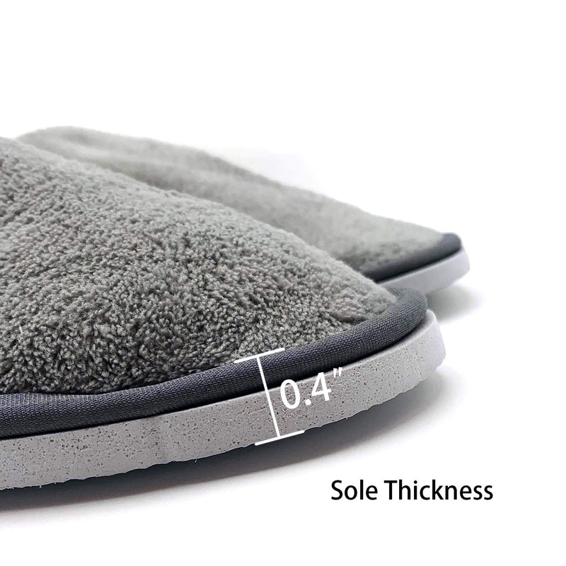 [Australia] - 6 Pairs Warm Spa Slippers-Closed Toe Non Slip Disposable Hotel Slippers for Wowens Men-Thick Soft Cotton Reusable House Slippers Fit for Guests,Bathroom,Bedroom,Travel,Home,Indoor Dark Gray 