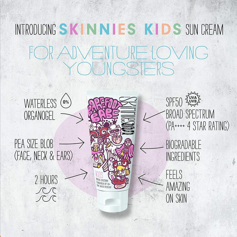 [Australia] - Skinnies KIDS Sun Cream Gel SPF50, Barefoot Babe, Broad Spectrum, Water Resistant, 100ml ‚Ä¶ 