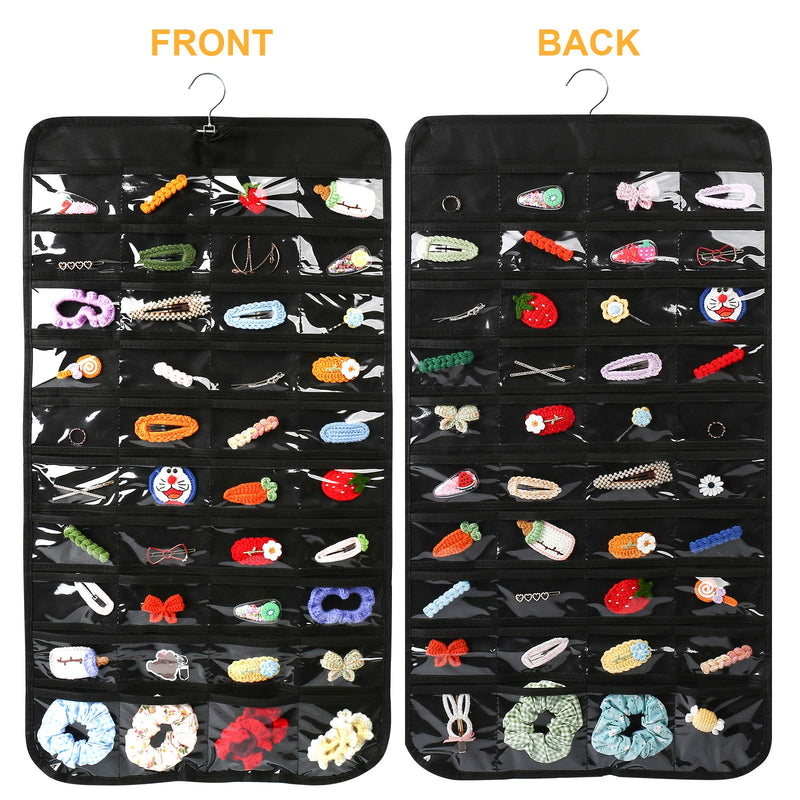 [Australia] - 80 Pockets – Hanging Jewelry Organizer, Double-Sided Jewelry Holders for Earings, Necklaces, Bracelets, Rings, Storage, Closet, Jewelry Hanger 