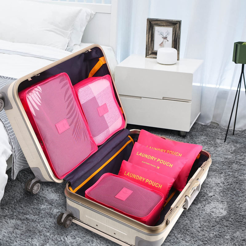 [Australia] - WOWTOY 6PCS Packing Cubes for Travel Luggage Organiser Bag Compression Pouches Clothes Suitcase, Packing Organizers Storage Bags for Travel Accessories, Rose Red 