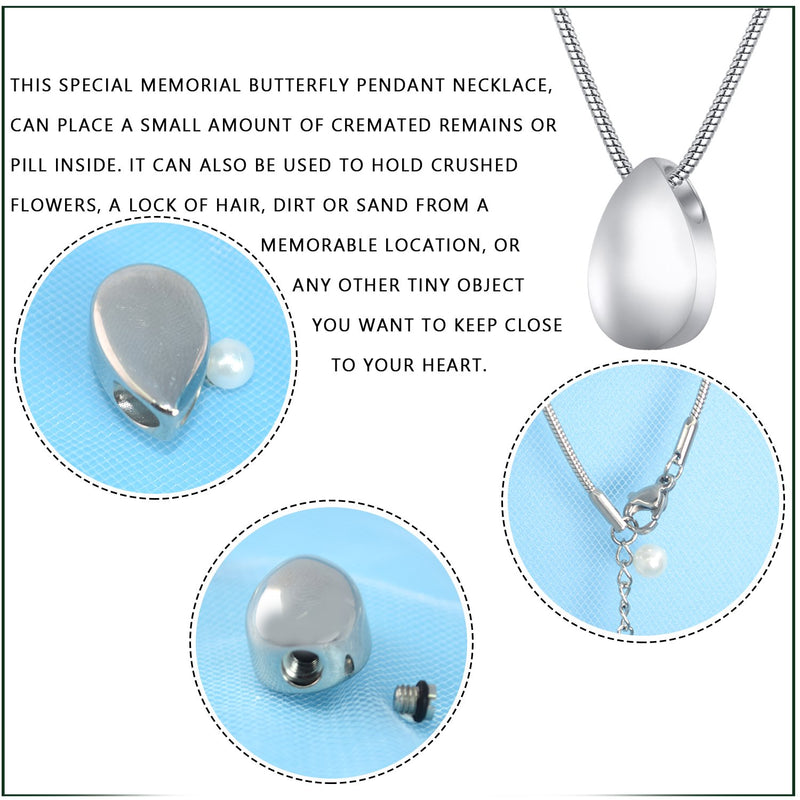 [Australia] - Infinity Tear Drop Cremation Ashes Memorial Jewelry for Urns Stainless Steel Sliver Locket Pendant for Love 