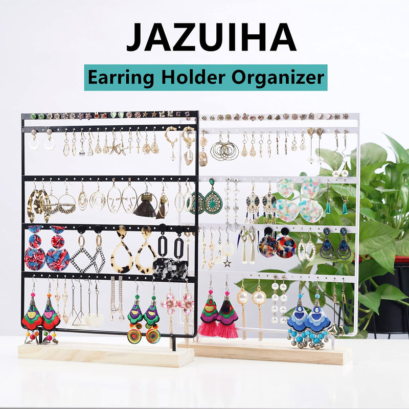 [Australia] - Earrings Organizer 5-Layer 100 Holes Ear Stud Holder Earring Display Stand Wooden Base Jewelry Organizer for Hanging earrings (black) black 