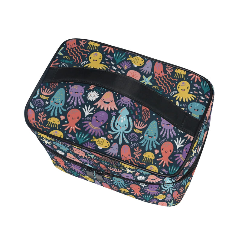 [Australia] - Makeup Bag, Funny Octopus Print Cosmetic Toiletry Storage Organiser Case Large Travel Handle Personalised Pouch with Compartments for Teenage Girls Women Lady Colour 011 