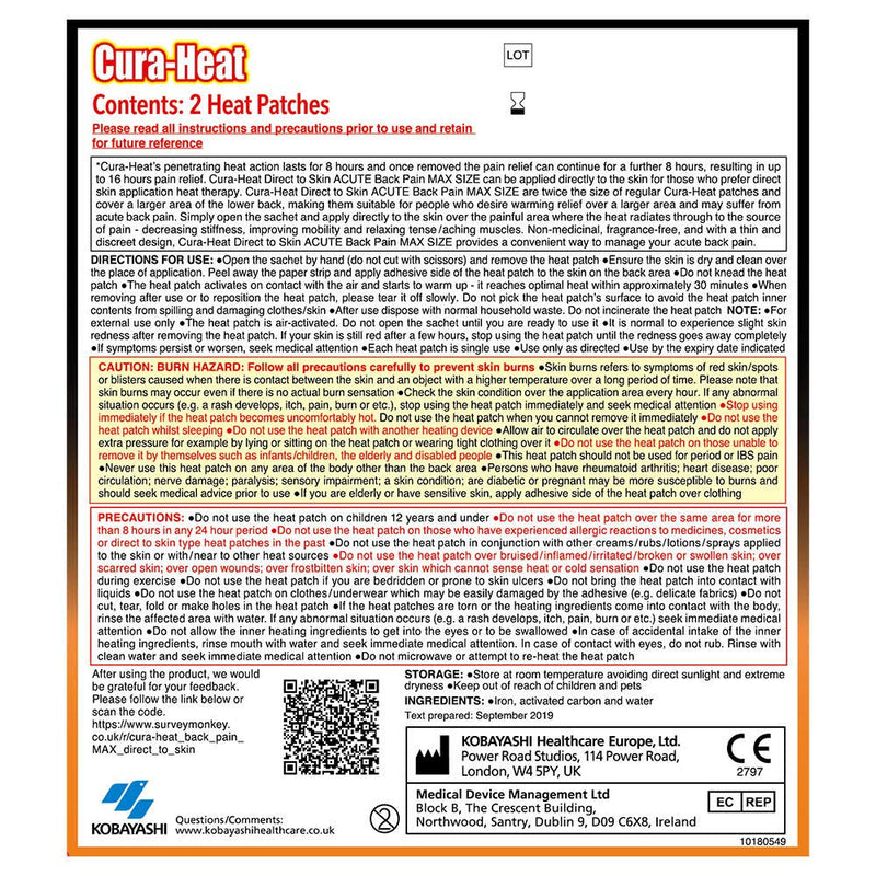 [Australia] - Cura-Heat Back Pain MAX Size Direct-to-Skin, Pack of 2 & Cura-Heat Back and Shoulder Pain 7 Count (Pack of 1) 