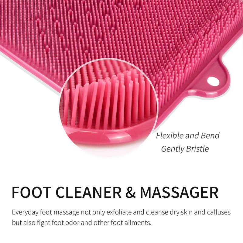 [Australia] - Newthinking Shower Foot Scrubber Cleaner Massager, Exfoliating Feet Massager Spa with Suction Cup Improves Foot Circulation & Reduces Foot Pain (Pink) Pink 