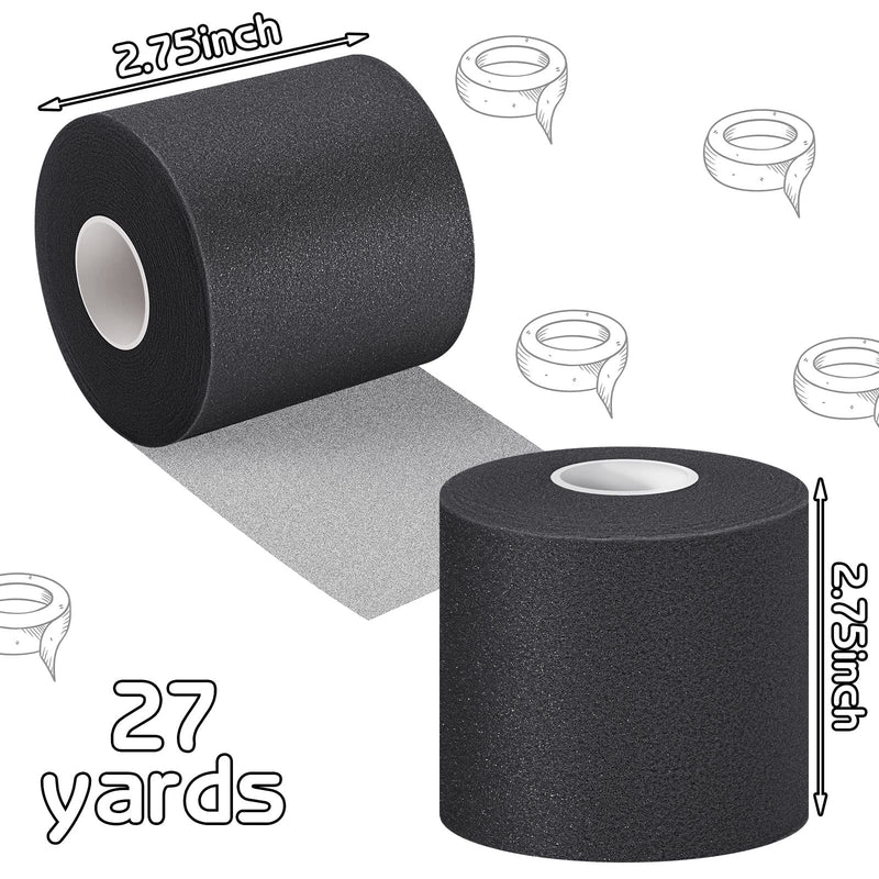 [Australia] - 12 Pieces Foam Prewrap Athletic Tape Sports Wraps Prewrap and Athletic Tape Pre Wrap Tape Breathable Sports Tape Pre Wrap for Running Hiking Hair (Black) Black 