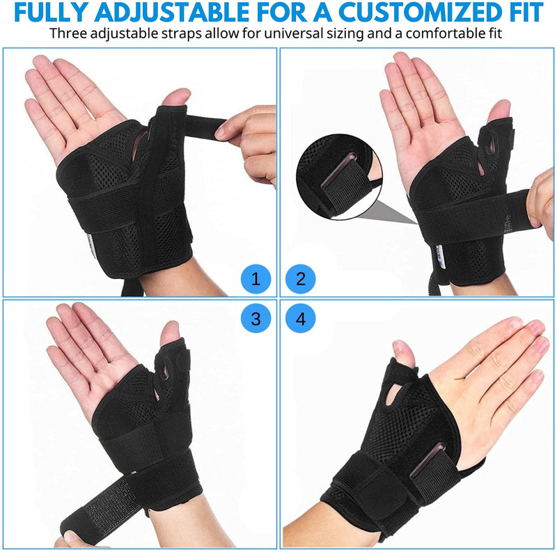 [Australia] - DropSky [4 Pieces] Gel Wrist Thumb Support Braces Soft Waterproof, Relief Pain Carpal Tunnel, Arthritis Thumb, Fits Both Hands, Lightweight, Therapy Rubber-Latex, Stabilizer Support (Fabric Black) 