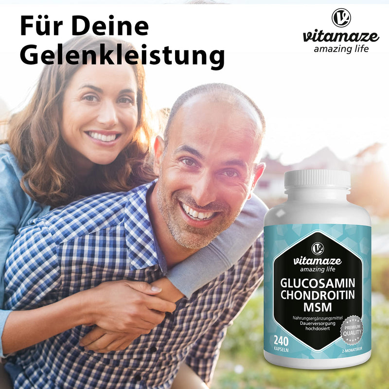 [Australia] - Glucosamine and Chondroitin Complex 2250mg with MSM and Vitamin C - Joints Care and Immune System - 240 Vegan Capsules - Supplement Without Additives Glucosamine, Chondroitin, MSM 
