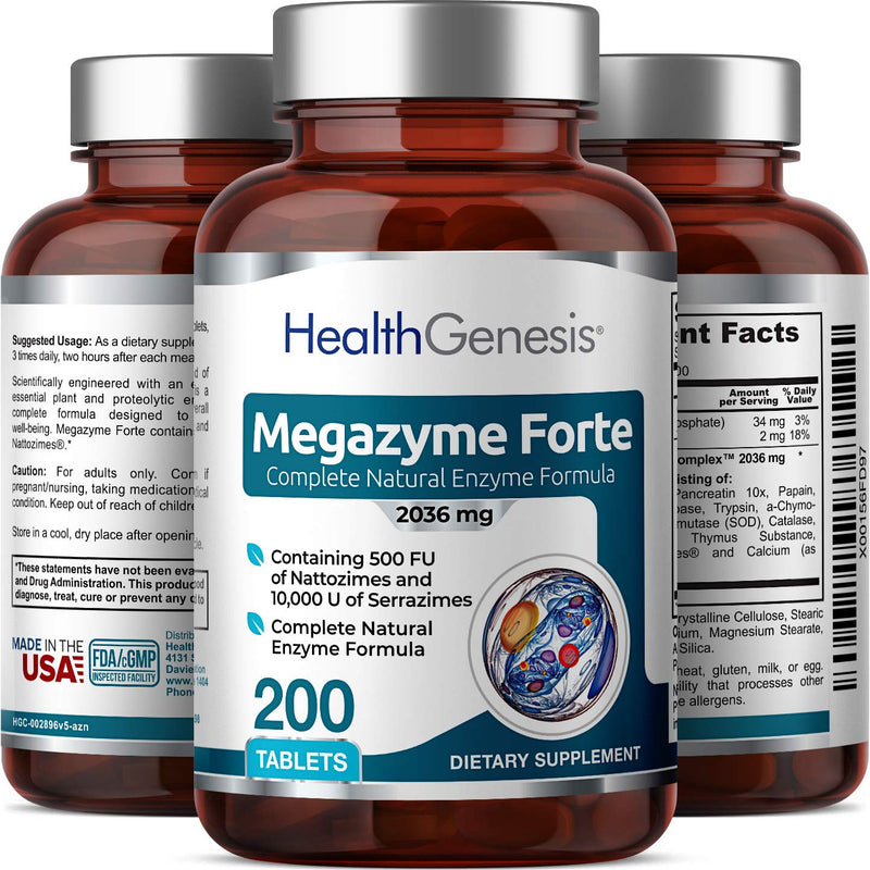 [Australia] - Megazyme Forte 200 Tablets - Natural Plant Proteolytic Enzymes Nattozimes Serrazimes Supports Digestive System Immune Health 