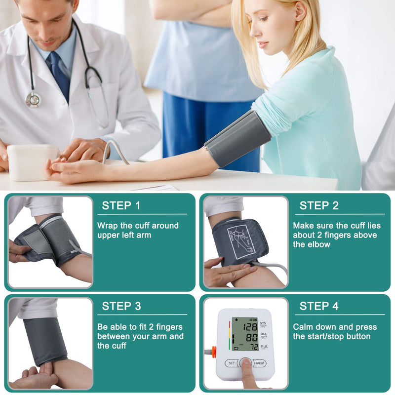 [Australia] - Blood Pressure Monitor-Upper Arm Cuff, Extra Large Cuff Upper Arm, BP Cuff Automatic Upper Arm, with 22-42 cm Wide-Range Large Cuff 60 Groups Reading Memory for Home Use（White） White 