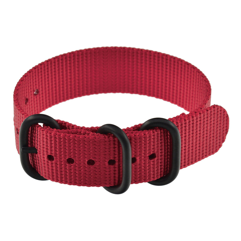 [Australia] - MZBUTIQ Men's Nylon Watch Band Replacement 3 Rings (18mm 19mm 20mm 21mm 22mm 23mm 24mm) 19mm-wrist size(15-20cm) Red 