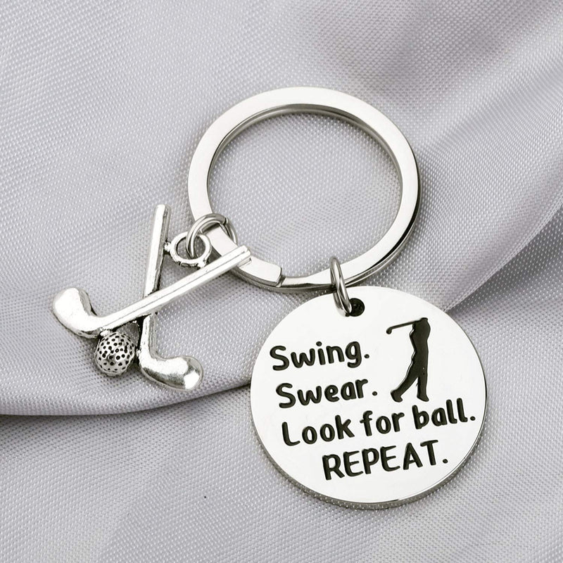 [Australia] - WSNANG Golf Keychain Swing Swear Look for Ball Repeat Keychain Golf Jewelry Gift for Golf Lover Golf Club Golf Coach 